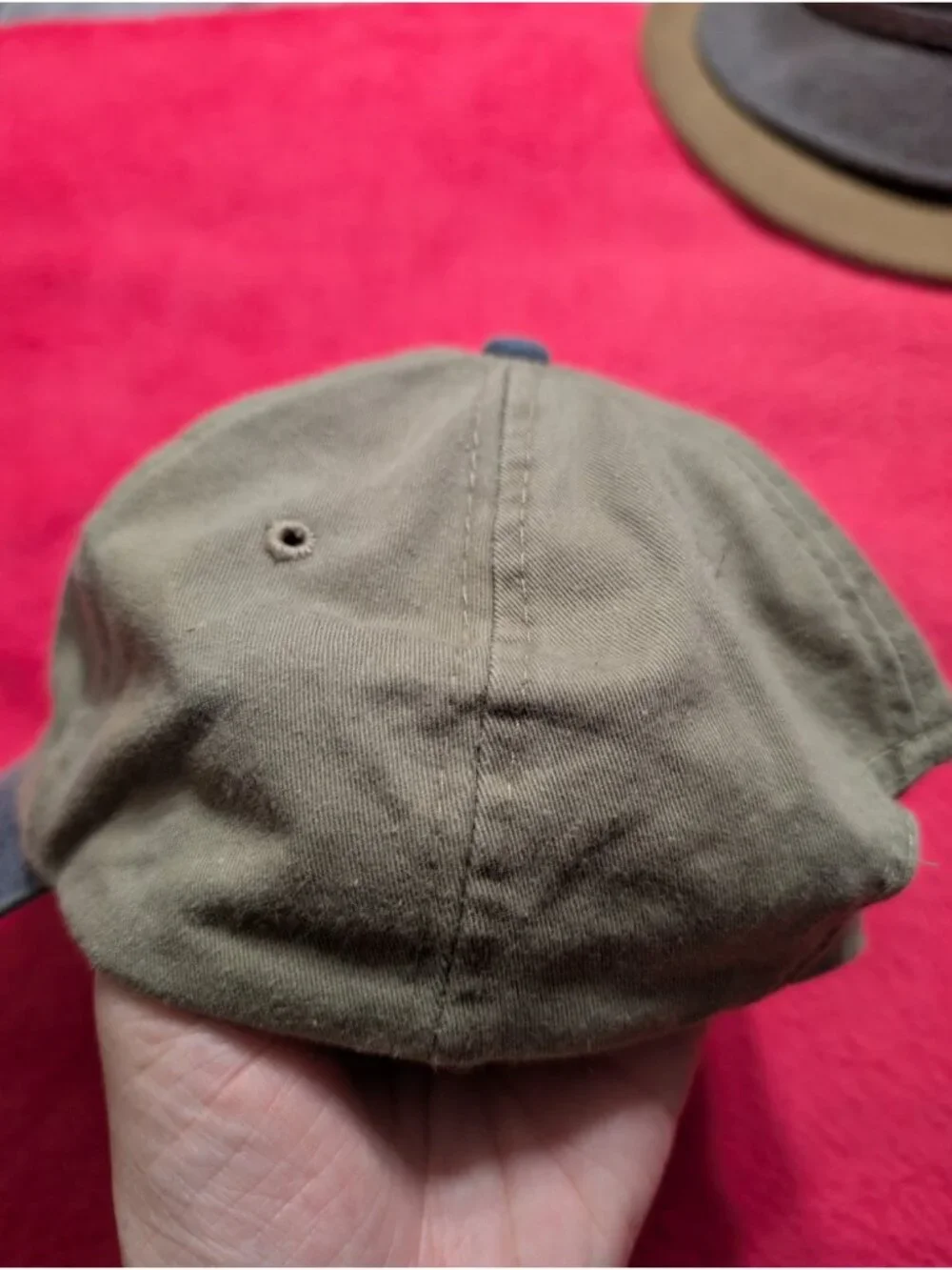 Vintage 90s DaimlerChrysler Hat Port Authority Khaki Blue Automotive Dad Cap
